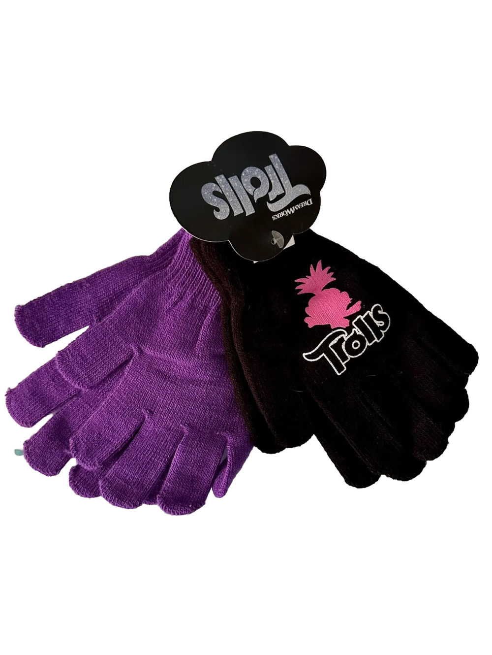 Trolls Kids Gloves Winter Gear Purple & Black 2 Pair New NWT Soft Warm & Cozy